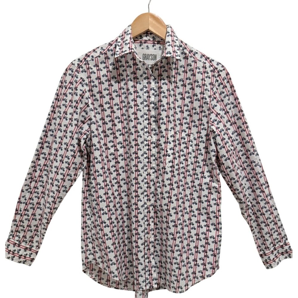 Grayson The Hero Bicycle Print Button Up Shirt Si… - image 1
